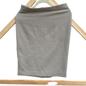 ANN TAYLOR Midi Pencil Skirt Brown White Size 4 Middi Zip Lined Stretchy Knit